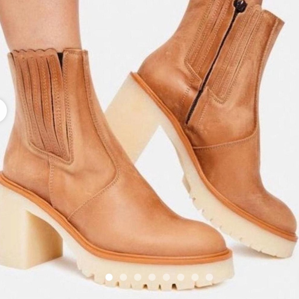 Free People Brown Ankle Boots with Lug Sole